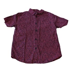 Straight Faded Floral Button-Down Short-Sleeve Shirt